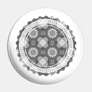 Grey Circle and Flower Pattern Pin