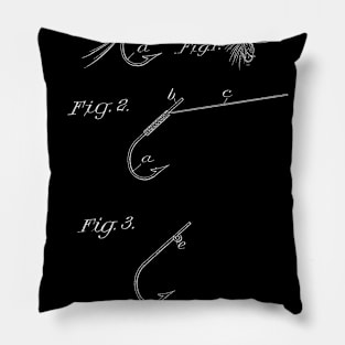 Fishing Fly Vintage Patent Hand Drawing Pillow