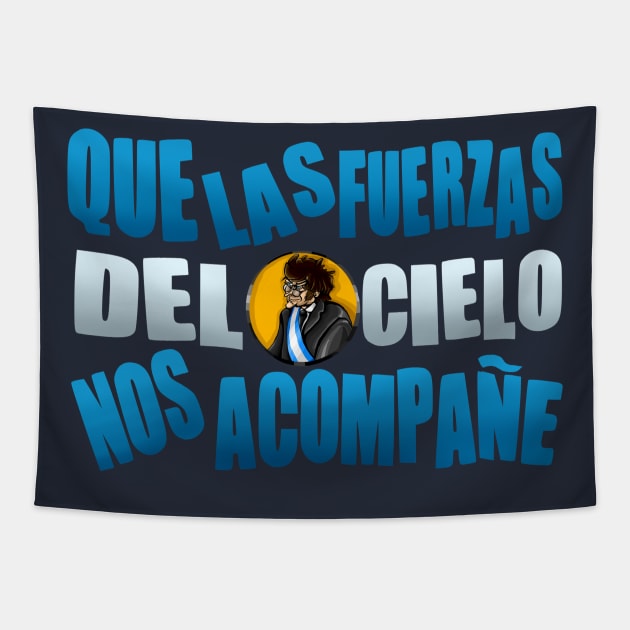 "LAS FUERZAS DEL CIELO" Javier Milei Tapestry by Super-TS