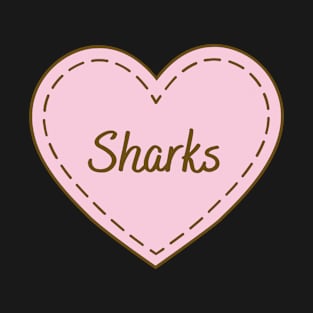 I Love Sharks Simple Heart Design T-Shirt