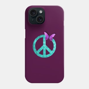 Pastel Blue Peace Sign with Purple Butterfly Phone Case