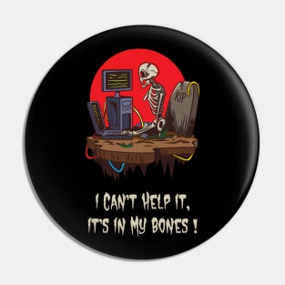 Programmer Halloween Skeleton Pin