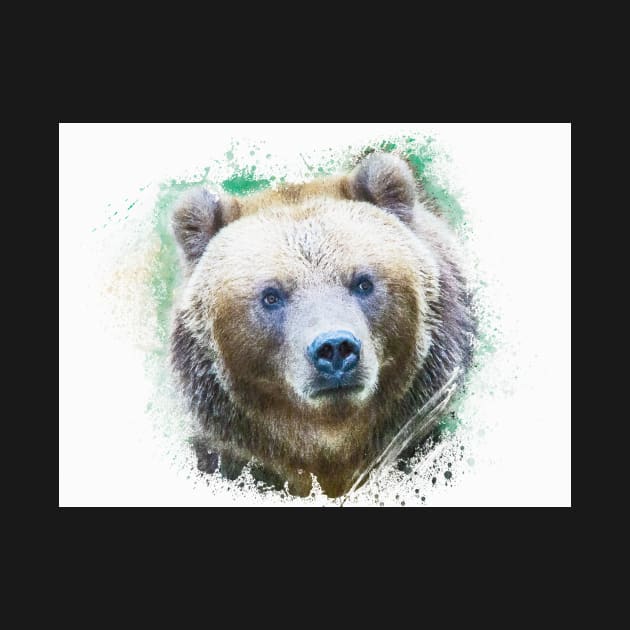 Grizzly Bear Animal Wildlife Forest Nature Adventure Hunt Spotlight Digital Painting by Cubebox