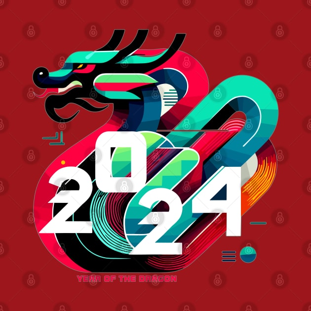 Vibrant Dragon 2024 - Modern Zodiac Graphic by 2HivelysArt