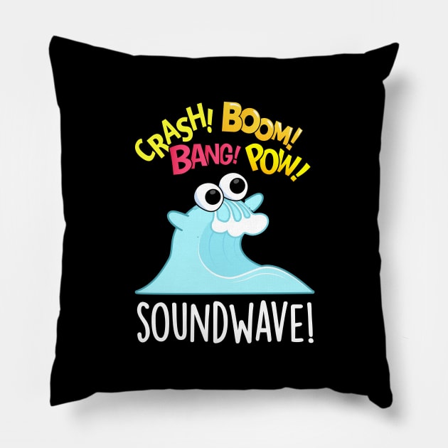 Sound Wave Funny Ocean Pun Pillow by punnybone