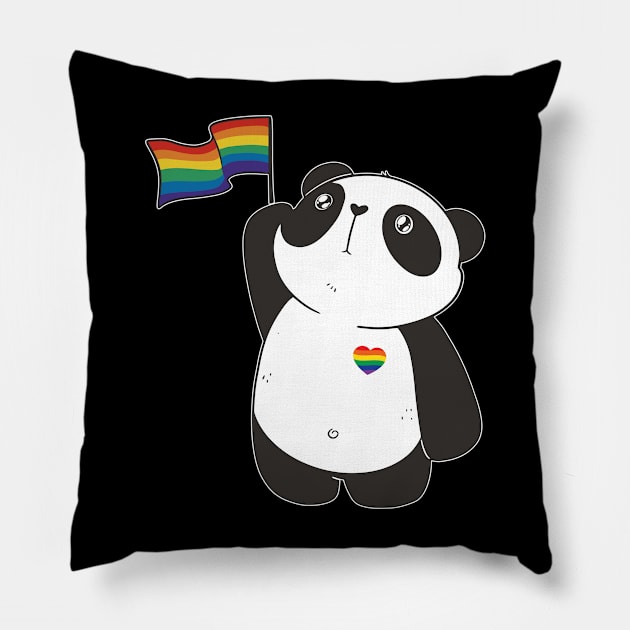 Panda Rainbow Flag LGBT Pillow by AimArtStudio