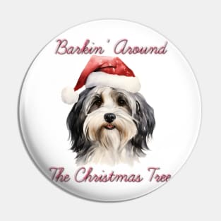 Christmas Havanese Dog in Santa Hat Pin