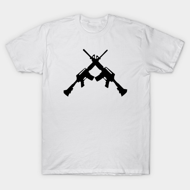 Crossed Guns - M4 Carbines Silhouette Logo - Guns - T-Shirt | TeePublic