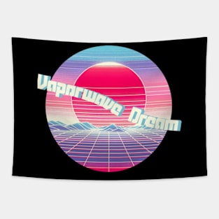 Vaporwave Dreams 80s Retro Sunset Grid Design Tapestry