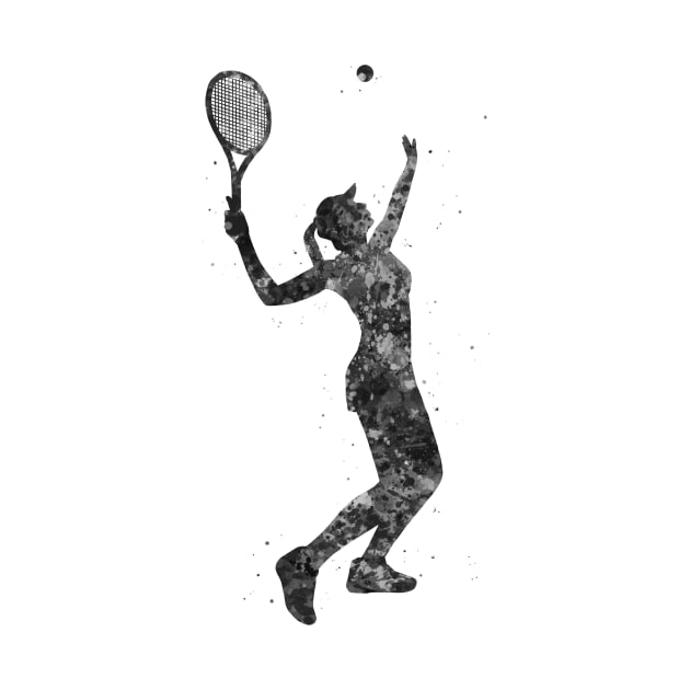 Tennis girl black and white by Yahya Art