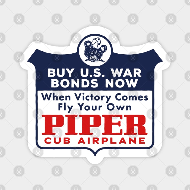 WWII Vintage Piper Cub Magnet by BUNNY ROBBER GRPC