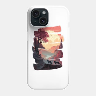 Two lover wolves on mountain aesthetic Phone Case