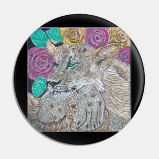 Lion with roses Pin