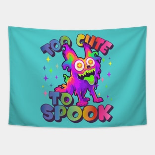 Too Cute To Spook Rainbow Wolf Ghost Funny Joke Tapestry