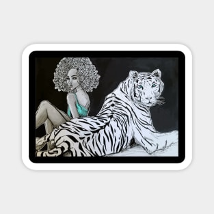 Beautiful and Strong Tiger Lady Magnet