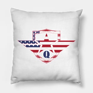 Letter Q American Flag Monogram Initial Pillow