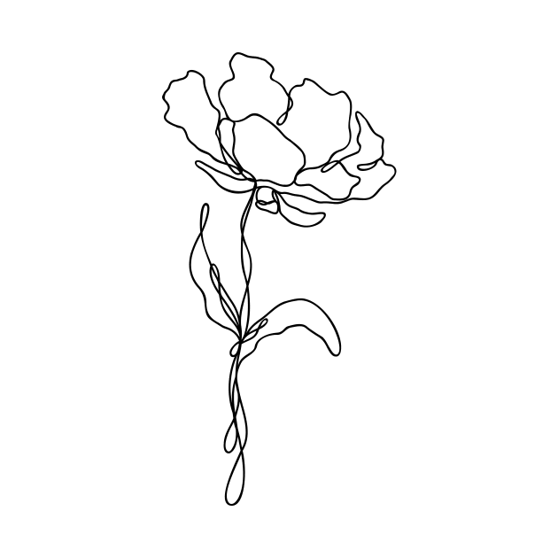 Wildflower Line Art | Floral Botanical Minimalist Lineart by RachelFCreative