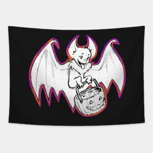 Halloween Bat Girl B&W Tapestry