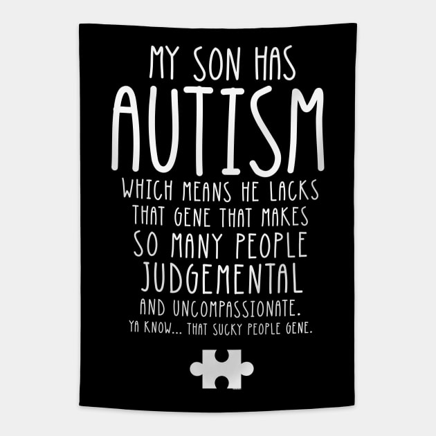 Autistic Son Parents For Autism Awareness Month Tapestry by jomadado