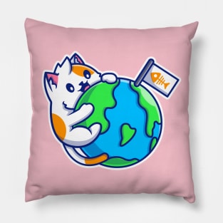 Cute Cat Hug World Pillow