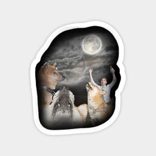 Three doge moon - When moon? transparent/faded graphic. three wolf moon parody. 3 doge howling at the moon Magnet