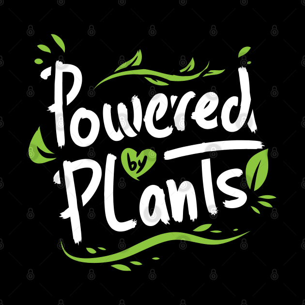 funny powerd by plants green gift for vegans by A Comic Wizard