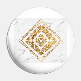 Golden tribal geo - white marble Pin