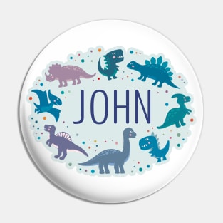 John name surrounded by dinosaurs Pin