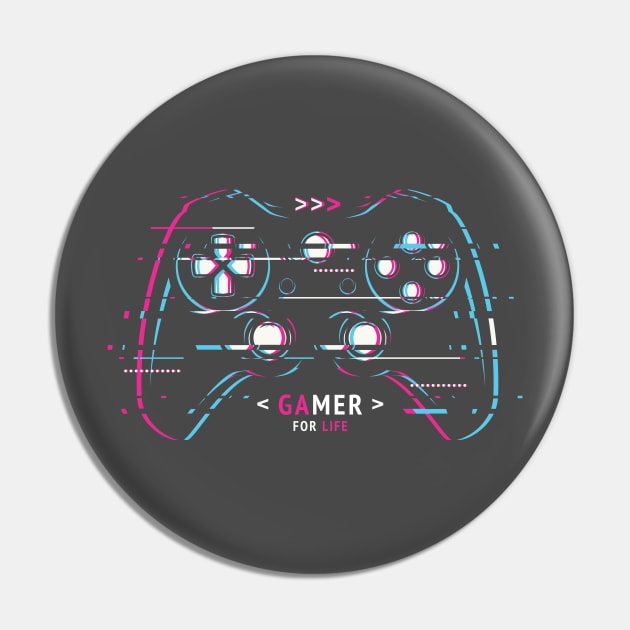 Gamer Life - Glitched Control Pad Pin by info@dopositive.co.uk