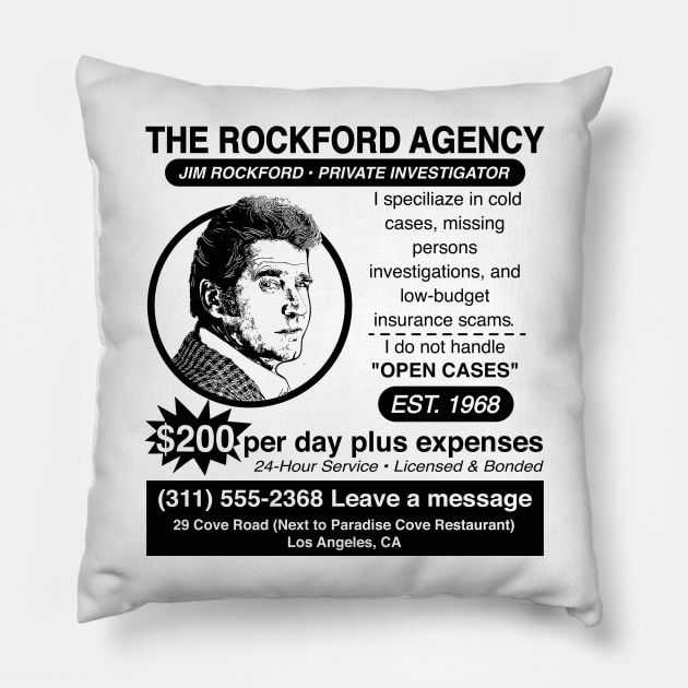 Jim Rockford Newspaper Ad Pillow by Alema Art