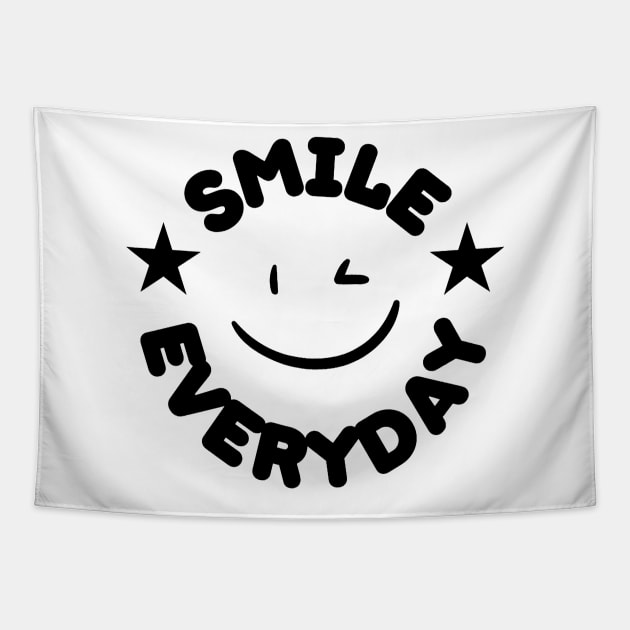 Smile Everyday circle design black color Tapestry by suhwfan