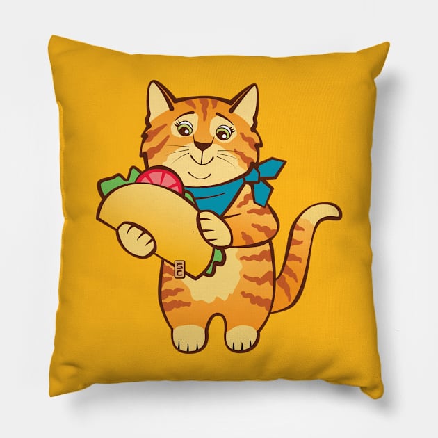 Cat with Taco Pillow by Sue Cervenka