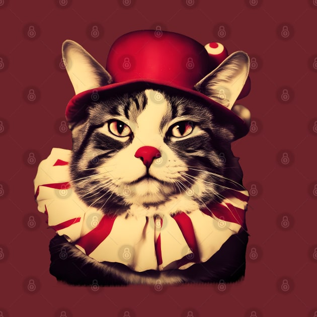 Cat wearing clown costume by Ravenglow