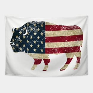 American Flag Bison Tapestry