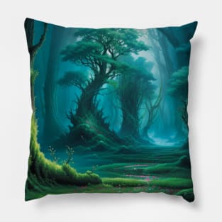 Fantasy Trees in a Forest Clearing Pillow