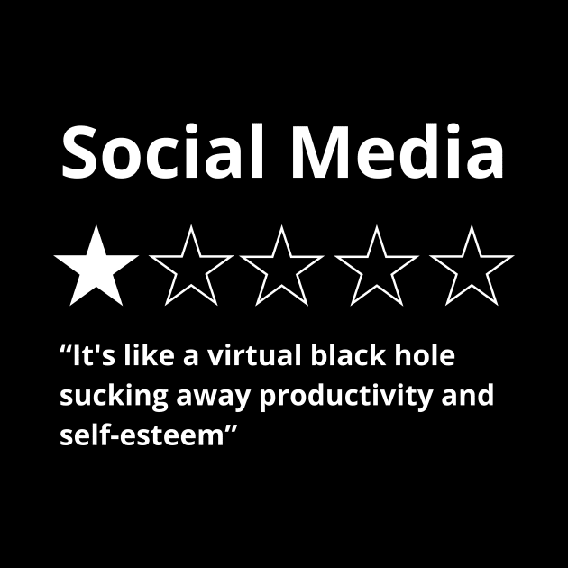 Social media ,One Star:  It's like a virtual black hole sucking away productivity and self-esteem Funny Social media Rating by sleepypanda