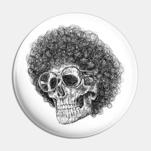 Cute skull with afro hair wearing glasses drawing with scribble art Pin