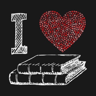 I Love Books Letter Heart Cute Bookworm Reading T-Shirt