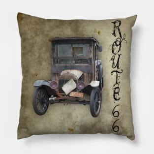 Antique Automobile and Old Route 66 Pillow