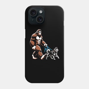 Bigfoot Walking Siberian Huskies Dog Tee Triumph for Dog Lovers Phone Case