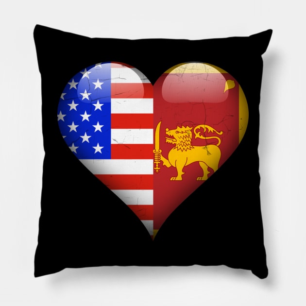 Half American Half Sri Lankan - Gift for Sri Lankan From Sri Lanka Pillow by Country Flags
