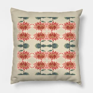 Artsy Red Gold Chrysanthemum Keiko Hasegawa Upside Downside Pillow