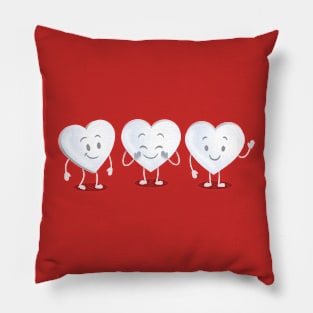 White Cheerful Valentines Day Hearts Pillow