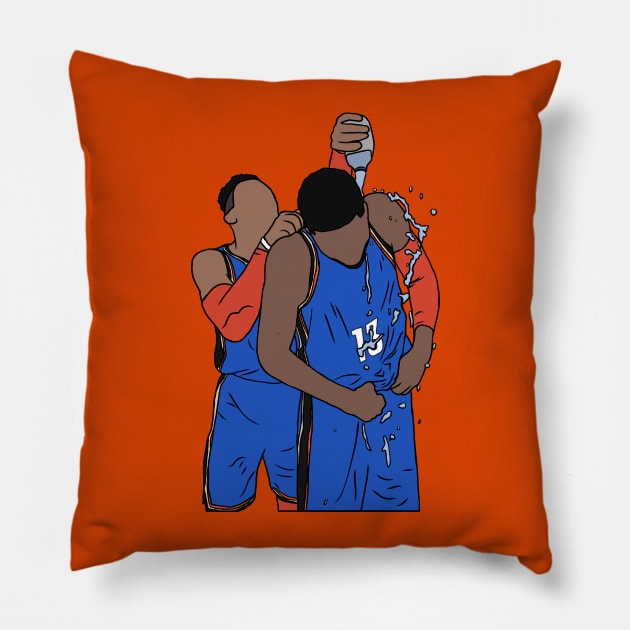 Russell Westbrook And Paul George Celebration Pillow by rattraptees