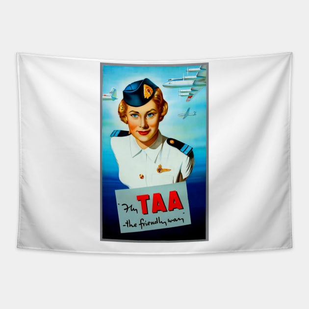 Fly TAA - Vintage Travel Poster Tapestry by Culturio