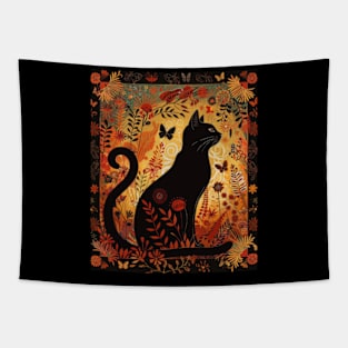 Cottagecore Aesthetic Cat Companionship Tapestry