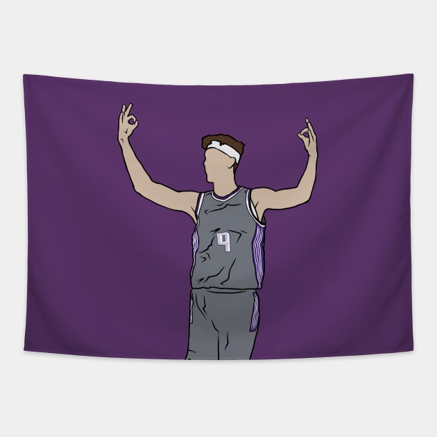 Kevin Huerter 3 Point Celebration Tapestry by rattraptees