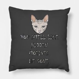 Sphynx Cat Sarcastic Funny You Smell Like Hidden Motives Pillow