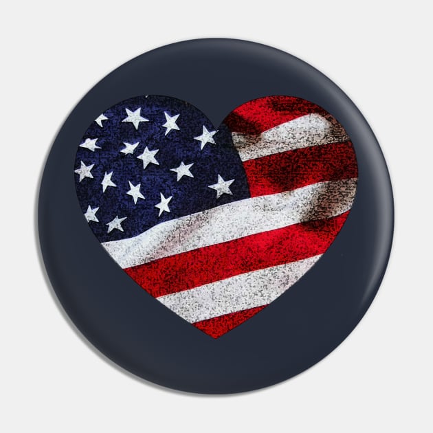 I <3 America USA flag heart design Pin by StephJChild