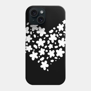 Cute white flower silhouette heart shaped Phone Case